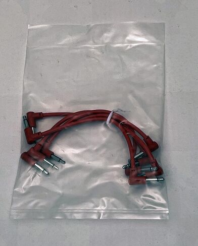 Luigis Modular M-PAR Right Angled Eurorack Patch Cables - Package of 5 Red Cables, 6" (15 cm) in Kuwait