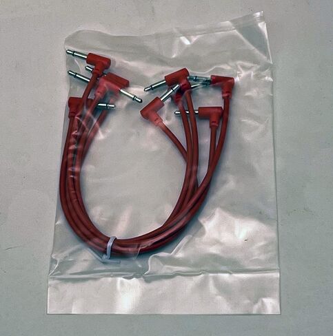 Luigis Modular M-PAR Right Angled Eurorack Patch Cables - Package of 5 Red Cables, 6" (15 cm) in Kuwait