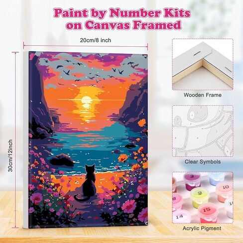 MOGTAA Butterfly Paint by Number Kit for Adults Beginners Framed, Adult Paint by Number Kits On Canvas, Easy Adults' Paint-by-Number Kits, DIY Flowers Oil Painting Kits for Home Decor, 8x12in in Saudi Arabia