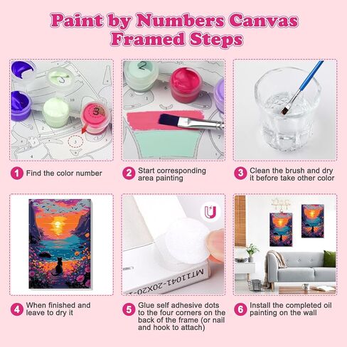 MOGTAA Butterfly Paint by Number Kit for Adults Beginners Framed, Adult Paint by Number Kits On Canvas, Easy Adults' Paint-by-Number Kits, DIY Flowers Oil Painting Kits for Home Decor, 8x12in in Saudi Arabia