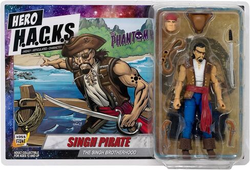 Boss Fight Studio Hero H.A.C.K.S. شكل عمل Phantom Singh Pirates - تمثال مفصلي للغاية مع الملحقات بما في ذلك القطع البديلة ، الحافظة مع الحلقات ، المسدسات ، الصابر ، والوقوف - 1:18 in Kuwait