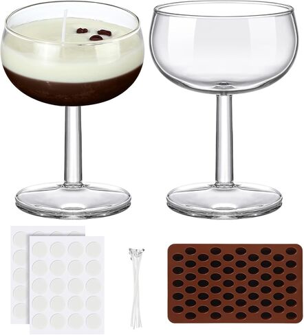 4 Set DIY Espresso Candle Making Gifts Supplies Kit Candle Making Kit for Adults Women Martini Glasses Birthday Party Gifts Coffee Lovers Scented Aesthetic Home Decoration No Candles (Regular) in Kuwait