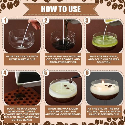 4 Set DIY Espresso Candle Making Gifts Supplies Kit Candle Making Kit for Adults Women Martini Glasses Birthday Party Gifts Coffee Lovers Scented Aesthetic Home Decoration No Candles (Regular) in Kuwait