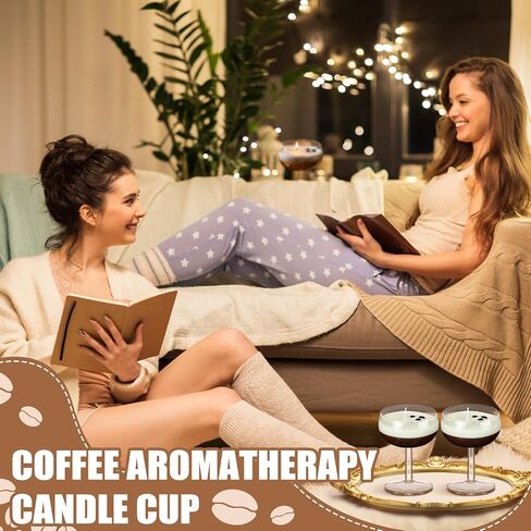 4 Set DIY Espresso Candle Making Gifts Supplies Kit Candle Making Kit for Adults Women Martini Glasses Birthday Party Gifts Coffee Lovers Scented Aesthetic Home Decoration No Candles (Regular) in Kuwait