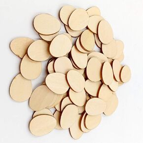 heallily 100pcs شرائح خشبية غير مكتملة على شكل بيض أقراص خشبية 30 ملم تقاطعات خشبية الحلي الزخارف الزخرفة DIY عيد الفصح