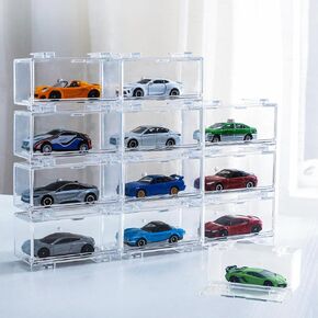 1/64 SCALE MODLE CARS STORGINGE ، علبة العرض لـ Hot Wheels Matchbox ، 12Pack Clear Toy Car Storage ، قابل للتكديس ، واضحة ، قابلة للتوسيع ، لمجموعة 1/64 DIECAST CARS (CASE فقط)