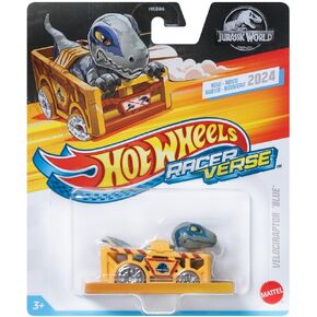 العجلات الساخنة Racerverse Velociraptor Blue في Raptor احتواء القفص 1:64 مركبة Diecast
