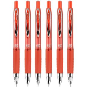 Uniball 207 0.7mm Refillable Mechanical Pencils with Eraser, Contoured Cushion Grip, Auto Advancing Lead, Red Barrel, 6 Pack