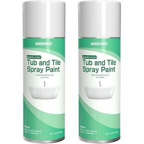 NADAMOO Water-Based Tub and Tile Spray Paint, Less Irritating Odor Aerosol Refinishing Paint for Bathroom Porcelain Bathtub Sink, 2 Cans, Semi-Gloss White