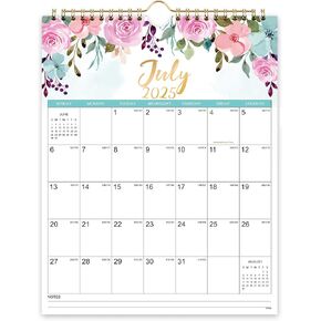 Wall Calendar 2025-2026 - 18 Months Wall Calendar 2025-2026, Jul 2025 - Dec 2026, 11.4" x 14.6", Twin-Wire Binding, Hanging Hook, Large Blocks, Holidays