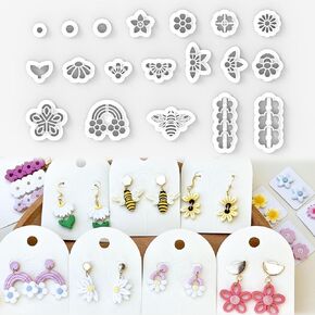 Daisy polymer clay cutters,19 PCS Shapes Clay Earrings Cutters,Spring Clay Cutters,Daisy Clay Cutters for Polymer Clay earrings,Barrettes
