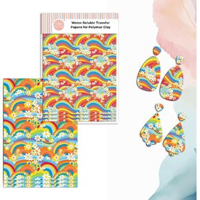 Rainbow Clay Transfer Paper - 6 Pcs, Transfer Paper for Polymer Clay, Colorful Floral Rainbow Polymer Clay Transfer Sheet for Jewelry Making TPUS-896-897