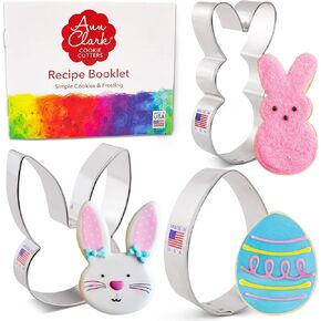 Ann Clark Cookie Cutters Easter Cookie Cutters 3-Pc. Set Made in USA, Easter Bunny, Egg, Rabbit Head