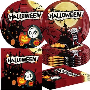 40pcs 2024 تشمل الديكور Halloween 20 لوحة ، 20 مناديل لزخارف لحفلات Halloween Cute 2024