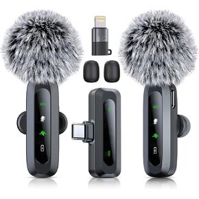 Wireless Lavalier Microphone for iPhone/iPad/Android Phone, Professional Mini Microphone Plug-Play Wireless Mic for Interview Video Podcast YouTube TikTok in Saudi Arabia