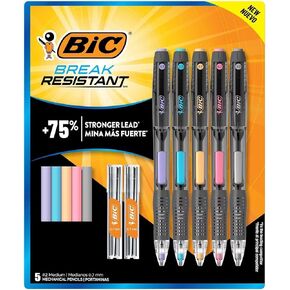 BIC #2 Medium Mechanical Pencils 0.7mm Break Resistant, 5 Count
