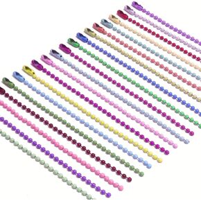 100PCS BALLES BEADS BEADS BUNK 4.7 بوصة 2.4 ملم سلسلة مفتاح سلسلة مفاتيح السلاسل سلاسل قلادة سلاسل لسلاسل حبة الصلب كرات الصلب مع موصل لـ KEY CRAFT DIY (ملون مختلط 100pcs)