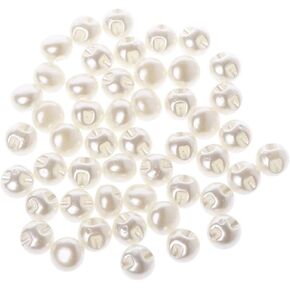 10mm Round Sewing Pearl Buttons with Hole,50 pcs White Plastic Pearl Decorative Buttons for DIY Sewing Crafts