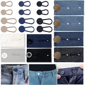 20 PCS Button Extenders for Jeans, Denim Waist Extenders Button for Women Men, Pant Waistband Expander for Jeans, Dress Pants, Skirts, No-Sew Adjustable Buttons