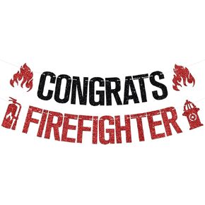 Congrats Firefighter Banner, Congrats Grad/Future Firefighter, 2025 Fire Department Graduation Party Decorations for Fireman, Supplies and Favors