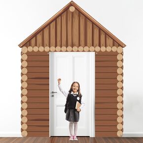 3PCS Rustic Wooden Cabin Porch Banner Camping Party Door Decoration Countryside Forest Sign Photo Backdrop Hanging Supplies for Summer Wedding Birthday Farmhouse Photos Booth Home Indoor Outdoor Decor