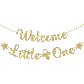 KatchOn, Glitter Welcome Little One Banner - 10 Feet, No DIY | Rose Gold Welcome Home Baby Girl, Welcome Home Banner for Gender Reveal Decorations | Gender Neutral Baby Shower Decorations for Girl