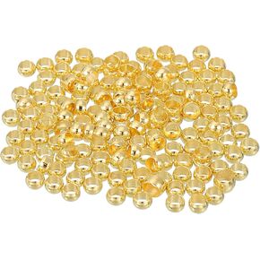 uxcell 500Pcs Round Crimp Beads, 1.5mm Metal Spacer Loose Beads Metal Clamp Ends Tiny Stoppers Bead for Bracelet Jewelry Making Craft DIY, Gold