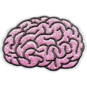 Head Brain Ironing Patches for Coat Jackets Jeans Brains Embroidered Badge Iron On Sew On Emblem Pink