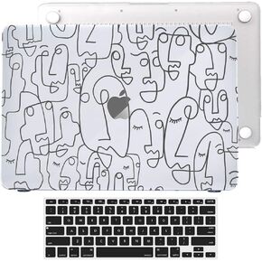 حالة صعبة لـ MacBook Pro 13 Inch 2016-2020 Model A2289 A2251 A2159 A1989 A1706 A1708 W.Touch BAR RETINA عرض فن الطلاء المطاطي طباعة PROTIVE+لوحة المفاتيح (ورقة مجردة)