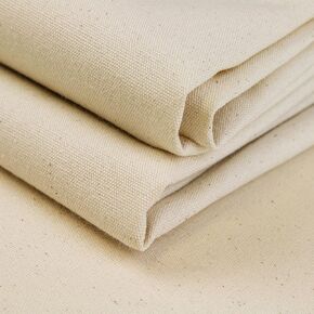 100% Cotton Fabric - Natural Unbleached Calico Linen Material by The Yard - 60 Inches Wide - 155GSM Medium Weight - Canvas for Painting, Cloth, Apparel, Sewing, Lining - 2 Yards 60" x 72"