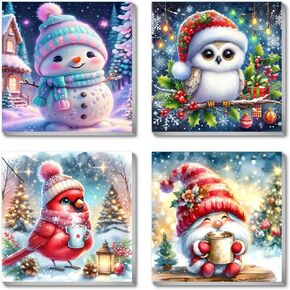 Bleihum 4 Pack Christmas Paint by Numbers for Kids with Frame - Ages 4-8, Paint by Numbers for Home Wall Decor (8x8 inch)
