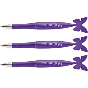 Needzo Love مثل يسوع Purple Butterfly Pen و Office and Schools ، وهدايا دراسة الكتاب المقدس (حزمة 3)