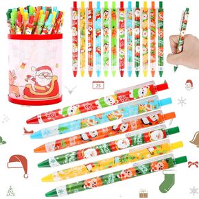 Ccinee 36pcs عيد الميلاد قلم الحبر للأطفال ، قابلة للتراجع عن الهلام الحبر كرتون هدايا عيد الميلاد الأقل