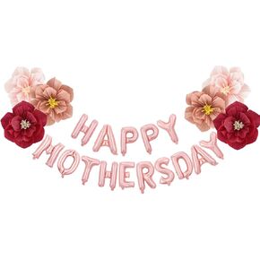 أدوات البالونات في عيد الأم ديكورات البالون 16 بوصة من طقم البالون في عيد أم سعيد أفضل أمي البالون مجموعة الديكور لعيد الأم (بالون زهرة اللون الوردي الأحمر)