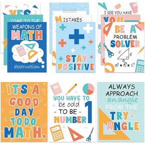 GISGFIM 12PCS Math Posters Fun تحفيز الرياضيات مدرس نشرة الملصقات ملصقات الرياضيات الفصول الدراسية للرياضيات الابتدائية في المدرسة الثانوية تعليم العودة إلى مدرس المعلم يجب أن يكون