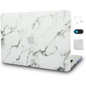 KECC متوافق مع Macbook Pro 16 بوصة غطاء العلبة 2020 2019 A2141 مع اللمس بار اللمس معرف الهراء الواقي من الجلد الصلب (الجلد الرخامي الأبيض)