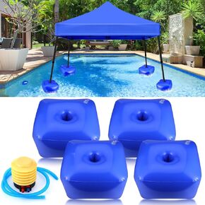 5 Pcs Canopy Float Kit for Floating Pool Shade Canopy Kit Including 4 Pcs Blue PVC Floats 18 x 18 x 10 inches and Hand Air Pump,Canopy Not Included