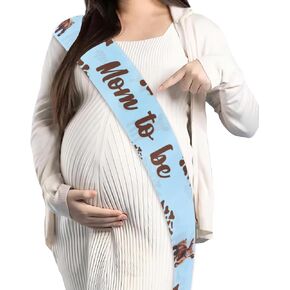 Joymemo Blue Highland Cow Mom لتكون وشاحًا للاستحمام الطفل ، وأم رعاة البقر لتكون شاذة الساتان ، ومرتفعات الماشية بين الجنسين ، مستلزمات الزخارف للحفلات