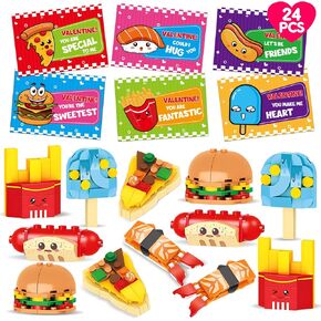 24 Pack Valentines Day Cards Build Building Build for Kids Classroom Valentine Exchange Gifts Build Cards for Boys Boys Girls Classhty Scholar Form