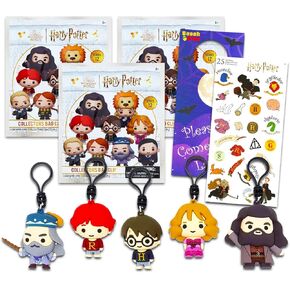 Harry Potter Blind Bag Party Favor 3 Pack - حزمة مع 3 شخصيات لغز سلسلة Harry Potter بالإضافة إلى ملصقات | مقاطع كيس هاري بوتر للأطفال ، الأولاد ، الفتيات