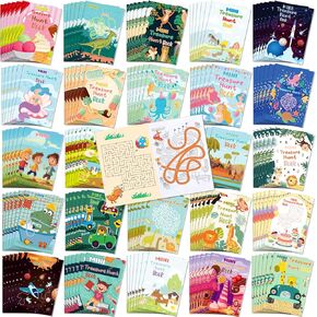 ايليه 144 PCS Treasure Hunt Maze Books for Kids Maze Activity Book ألعاب ممتعة للأطفال الصغار الأطفال حل المشكلات لحفل الحفلات FAVORS PUSSIVIS