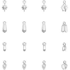 UNICRAFTALE 16Pcs 4 Styles 18K Gold Plated Pinch Bails Stainless Steel Snap on Bails Pendant Bail Connector Metal Pinch Ice Pick Pinch Bails Dangle Charm Connectors for Jewelry Making Findings DIY