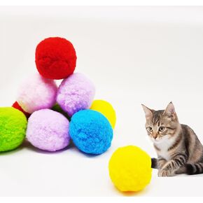 كرات لعبة Cat ، ألعاب Cat Pompom للتدريب واللعب ، كرات Pom Pom الناعمة ، ألوان خفيفة الوزن ، تفاعلية ، متنوعة ، ديكورات DIY الحرفية ، (10pcs و 1.9 بوصة)