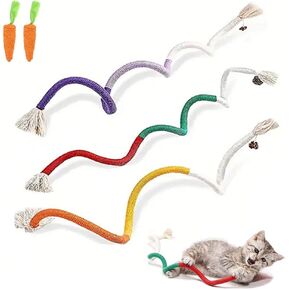 Interactive Cat Toys for Indoor Cats,3 Pack Sisal Rope Catnip Toys, Bite-Resistant Cat Kicker Toys, Safe Teeth Cleaning Handmade Pet Chew Toys for Kittens, 27.6" for All Breeds