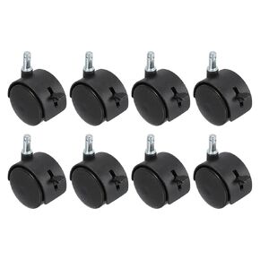PATIKIL Office Chair Wheels Replacement 2", 8 Pcs Nylon Heavy Duty Office Furniture Casters Wheels with Universal Wheel for Hardwood Floor Carpet, Black(Standard Stem with Brake)