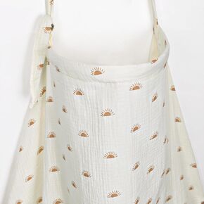 Muslin Nursing Cover for Breastfeeding Breathable 100% Cotton Breastfeeding Cover up with Rigid Hoop for Mother Arch Neckline Nursing Apron with Muslin Storage Bag Breastfeeding Essentials (Sun)