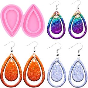 Tear Drop Hoop Hollow Out Resin Earring Molds Jewelry Silicone Molds Earrings Epoxy Resin Mold for DIY Keychain Backpack Pendant Jewelry Making Necklace Decoration Craft