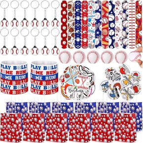Aoriher 194 PCS Baseball Party Tafer Set Party Party Gift Bulk Baseball Goodie Bag Filler Mini Ball Toy Silicone Tattoo Tattoo Bracele Bracele