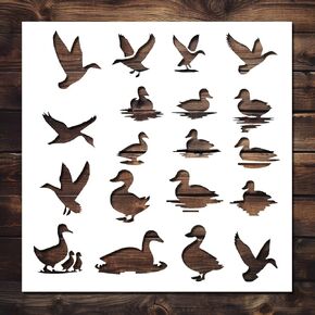 Duck Stencil Template - Reusable Flying Ducks Stencils for Painting on Wood, Glass, Wall, Rock, Walls, Canvas, Glassware, Spray Painting, Airbrushing 10"x10"