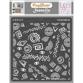 Craftreat القابلة لإعادة الاستخدام القبلية القابلة لإعادة الاستخدام للطلاء على الخشب والجدار والبلاط واللوحة والورق والنسيج - خلفية الفن الشعبي - 6 × 6 بوصات - فنون الفنون والحرف DIY - استنسل الفن الشعبي